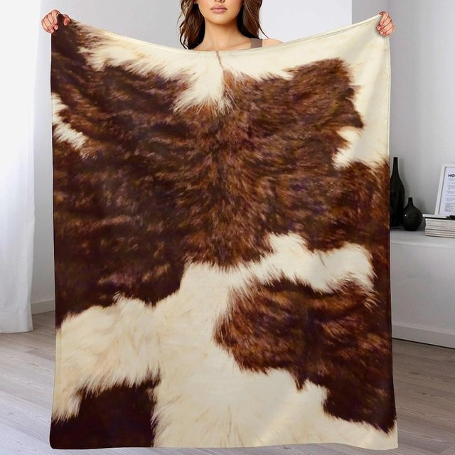 Weiche Flaneldecke mit Kuhfellmuster von JMG Household Supplies in Braun, B/H: 70 x 100 cm - Bild 1