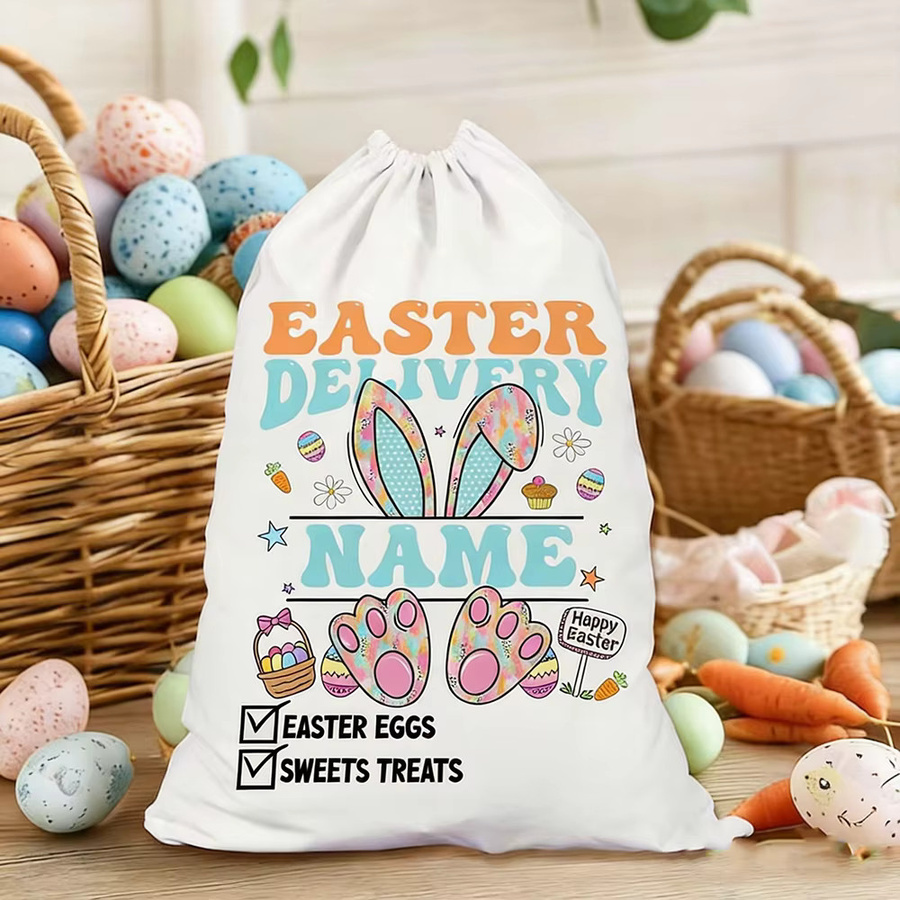 Personalisierte Osterhase-Geschenktüten für Kinder in Weiß für die Ostereiersuche und als Frühlingsgeschenk - Bild 2