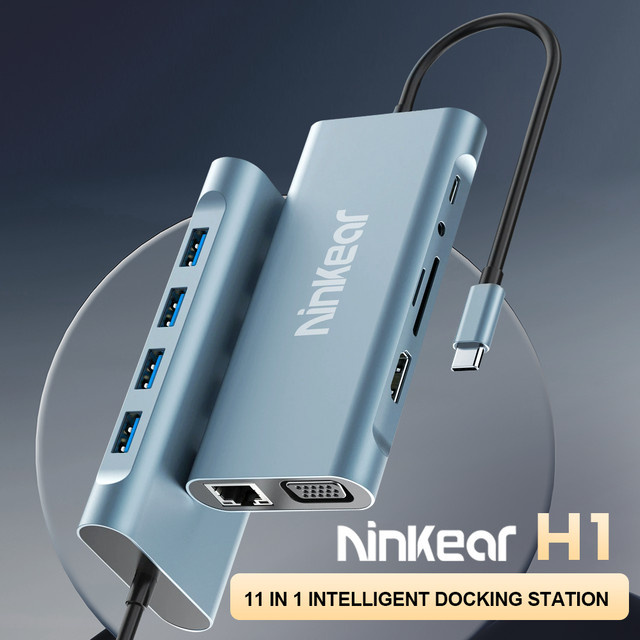 Ninkear 11-in-1 Dockingstation mit 4K UHD Auflösung, VGA 1080P und Aluminiumlegierungsgehäuse - Bild 1