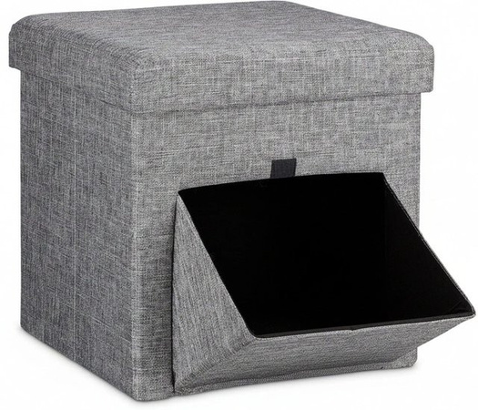 Relaxdays Sitzhocker Cube aus Leinen in Grau mit abnehmbarem Bezug, B/T/H: 38 x 38 x 38 cm