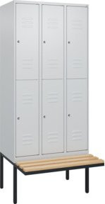C+P Doppelstock-Spind Classic PLUS Sitzbank mit 3 Abteilen, Buche-Hartholz, B/T/H: 212 x 90 x 81,5 cm - Bild 1