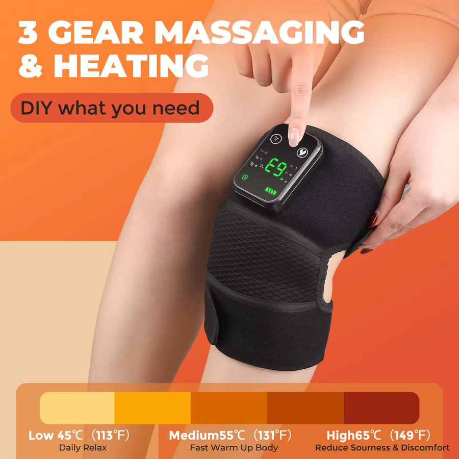 Hailicare 3-in-1 Vibrations-Knie-Massagegerät mit Wärmefunktion für Schulter und Ellenbogen in Grau - Bild 2