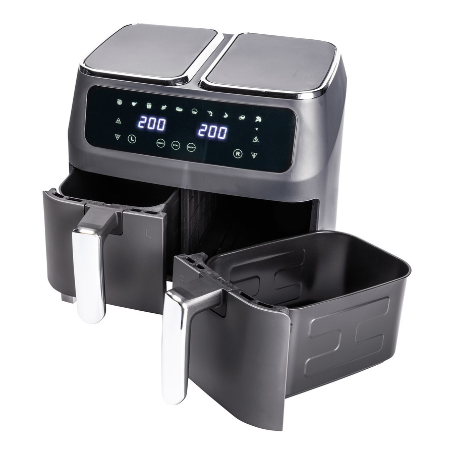 Genialo Heißluftfritteuse Duo mit Dual Zone und Digital Display in Grau - Bild 2