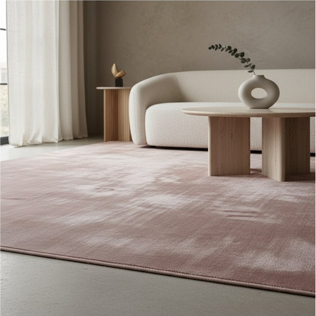 Waschbarer Kurzflorteppich Kadima Design, einfarbig, Rosa, B: 120 cm, T: 80 cm - Bild 1