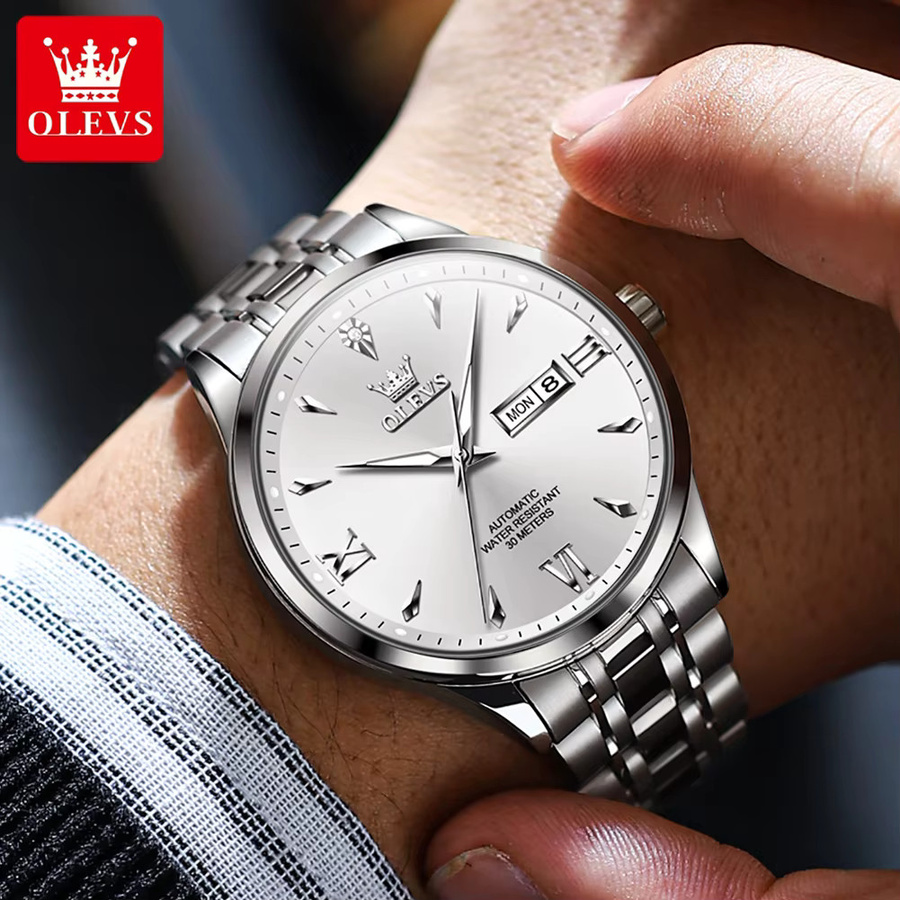 OLEVS Armbanduhr Automatik, Edelstahl, Diamant, Herren - Bild 5