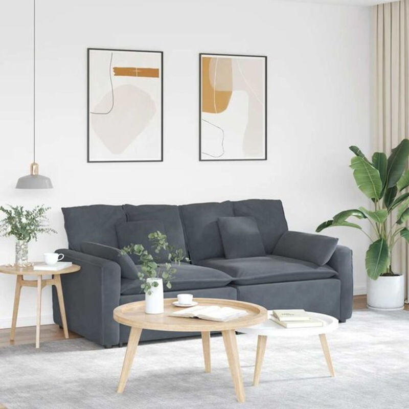Modulares Sofa von vidaxl in Anthrazit mit Samtbezug und Metallgestell im modernen Design - Bild 1