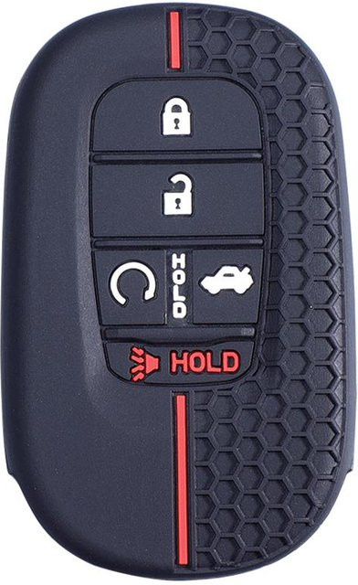 Silikon Schlüsselanhänger Abdeckung für Honda 2022-2026 Civic Accord CR-V HR-V Pilot Passport 5 Tasten Keyless Entry Fernbedienungsschlüssel in Schwarz - Bild 1
