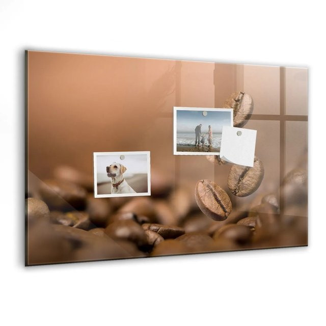 Tulup Glasmagnettafel Kaffeebohnen Weiß, B: 60 cm, H: 40 cm - Bild 1
