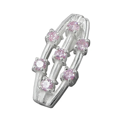 Colfem Anhänger, 925 Silber, 7x Zirkonia pink, Unisex - Bild 1