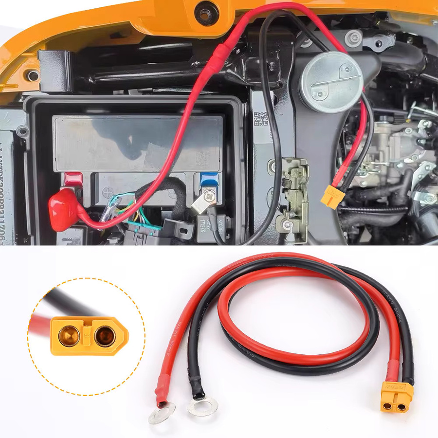 JimMejo XT60 Anschlusskabel mit M8-O-Terminal und verzinnter Silikondraht, 10 AWG, Farbe: Rot, Länge: 50 cm - Bild 3