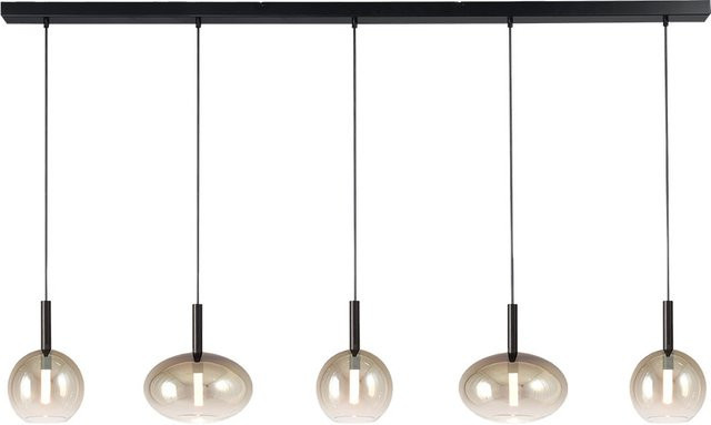 Masterlight Lido LED-Pendelleuchte 5-flammig in Gold und Schwarz matt mit transparentem Glas - Bild 1