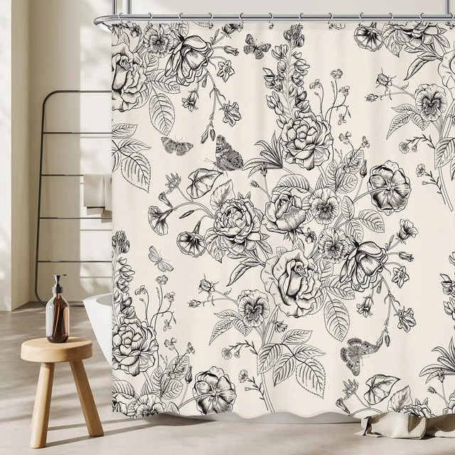 Baifenbai Home Furnishing Duschvorhang William Morris mit floralem Design in Grün, B: 150 cm, H: 180 cm - Bild 1