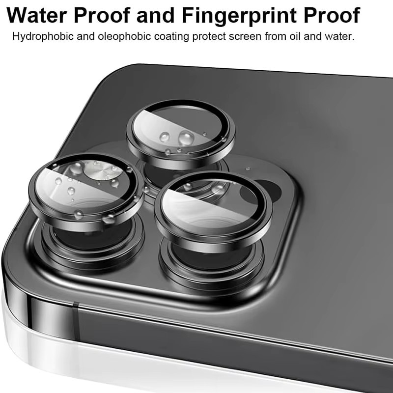 Kamera-Objektivschutz für Apple iPhone 16 Pro Max und iPhone 16 Pro aus Aluminiumlegierung und gehärtetem Glas in Schwarz - Bild 5