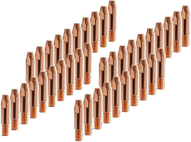 STAHLWERK Stromdüsen AK25 MB25 Kontaktdüsen M6x28 10 mm für MIG MAG 2er Set in Kupfer und Gold - Bild 1