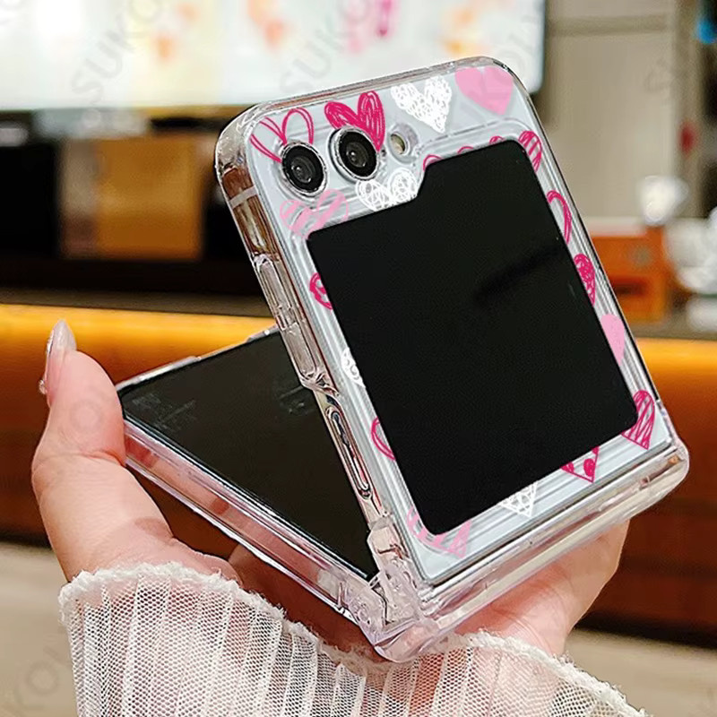 Transparente Schutzhülle mit Liebesherzmuster für Samsung Galaxy Z Flip 5, Z Flip 4, Z Flip 3 und Z Flip 6 aus hartem PC - Bild 2