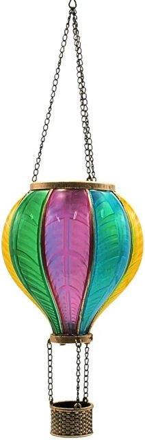 Dekohelden24 XL Solar Heißluftballon Laterne mit ansteigender Flamme in Bunt, H x B x T: 46 x 14 x 14 cm - Bild 1