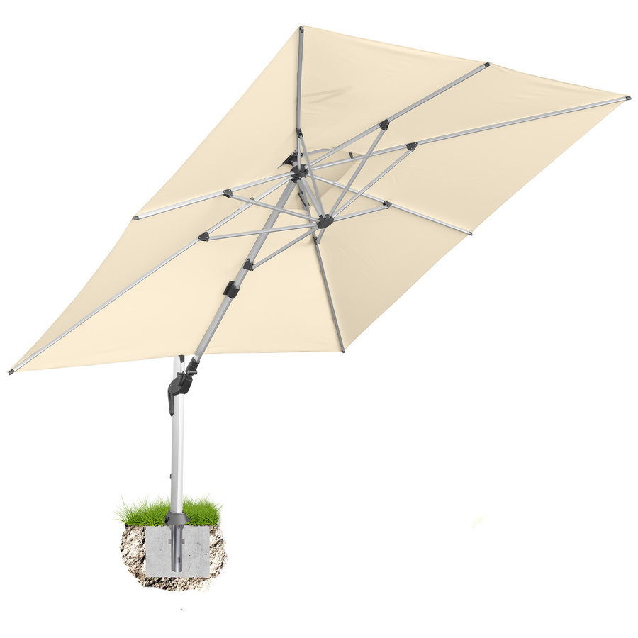 Anndora Alu Ampelschirm Natural Beige, quadratisch 3,5 x 3,5 m, 360 Grad drehbar, schwenkbar und neigbar, inklusive Bodenanker - Bild 1