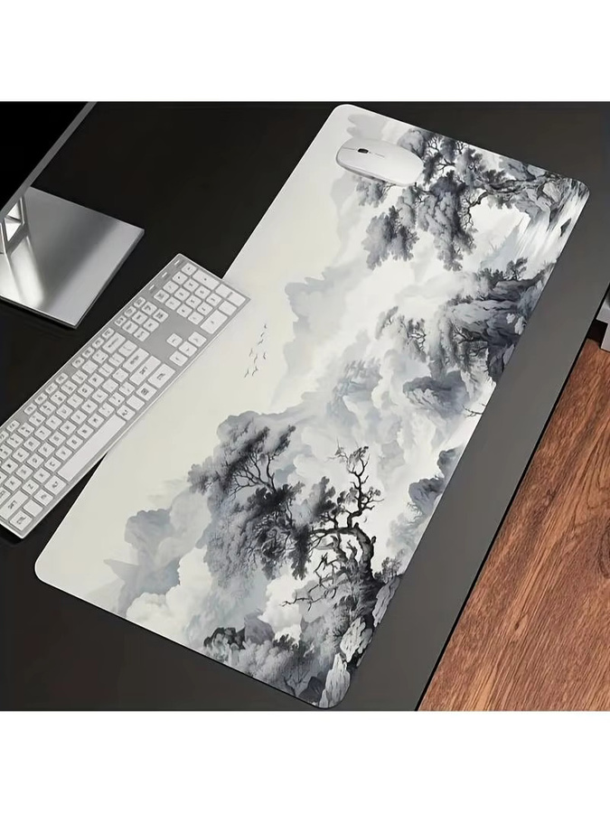Extra großes Mauspad mit Tuschemalerei-Design in Multicolour, rutschfeste Gummiunterseite und waschbare Oberfläche für PC, Büro und eSports - Bild 5