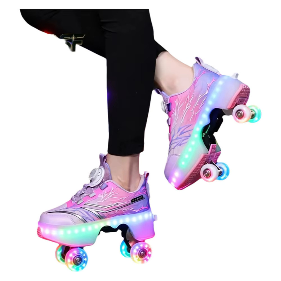 YAOSF Rollschuhe für Kinder und Jugendliche, mit leuchtenden Rädern, Ein-Klick-Einziehfunktion - Bild 5