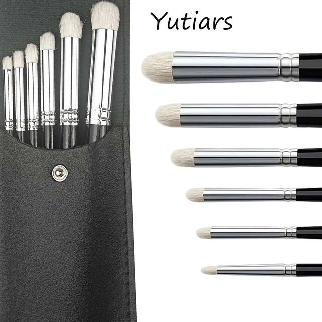 Yutiars 6-teiliges Trockenpinsel-Set mit rundem Kopf aus Wolle in Schwarz inklusive Tragetasche für Aquarell, Acryl und Modellbau - Bild 1