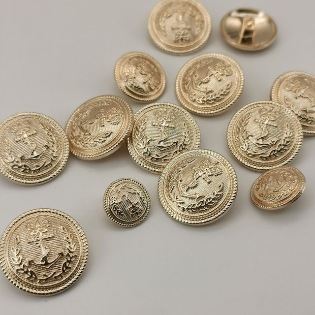 10 Stück YIMOSS Metallknöpfe mit Retro-Ankermuster in Gold für Kleidung und DIY-Bastelbedarf - Bild 1