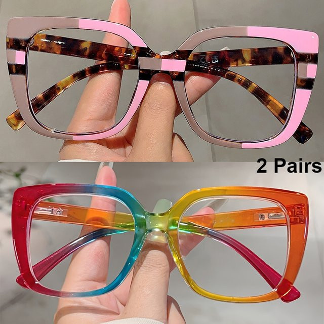 KAMMPT Korrektionsbrille, quadratisch, Vollrand, Patchwork-Optik, blaues Licht blockierend, Damen, multicolour, Kunststoff - Bild 1