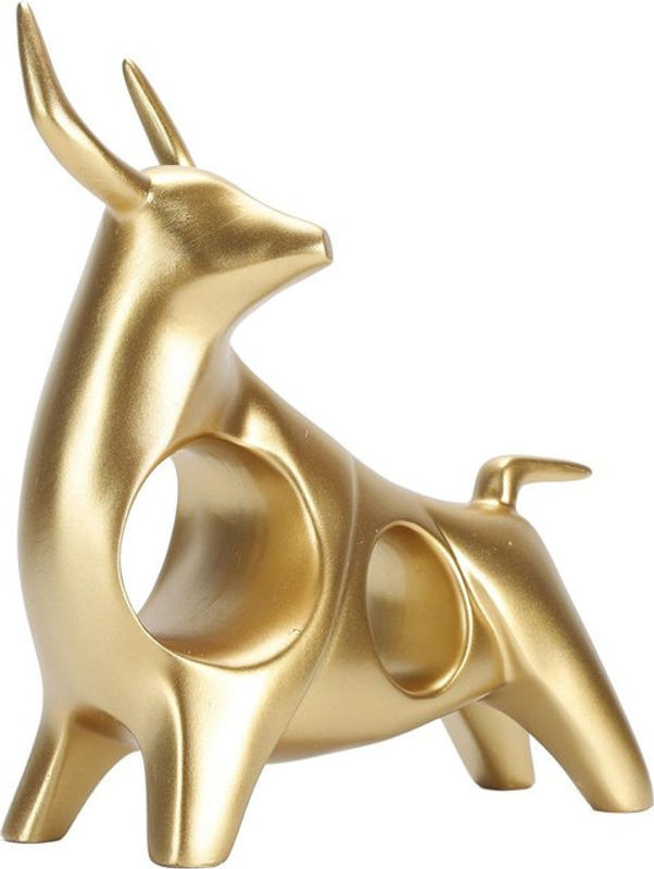 GoolRC Dekorative Stier-Skulptur aus Kunstharz in Gold, Abstrakte Kampfstier-Figur für die Bürodekoration - Bild 1