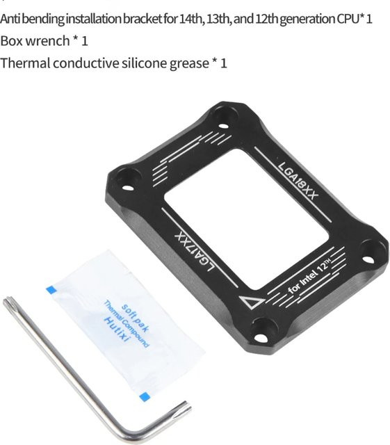 LGA17XX Biegekorrekturrahmen aus Legierung für Intel 12th/13th/14th CPU, CPU-Kühler-Halterung für LGA1700 und LGA-1800 Plattform, Schwarz - Bild 1
