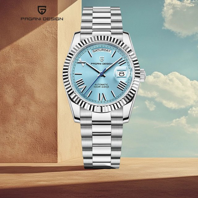 PAGANI DESIGN Armbanduhr Automatik, Edelstahl, Blau, Herren, Saphirglas - Bild 1