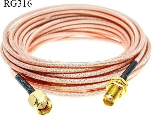 RG316 SMA-auf-SMA-Schottwandkabel mit SMA-Stecker auf SMA-Buchse, 50 Ohm Koaxialkabel in Gold, Farbe: Gold - Bild 1