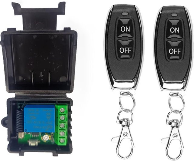Szaoju Drahtloser RF 433 MHz Fernbedienungsschalter mit 1CH 10A Relaisempfänger und 2-Kanal-Sender für elektromagnetische Türschlösser, Schwarz - Bild 1