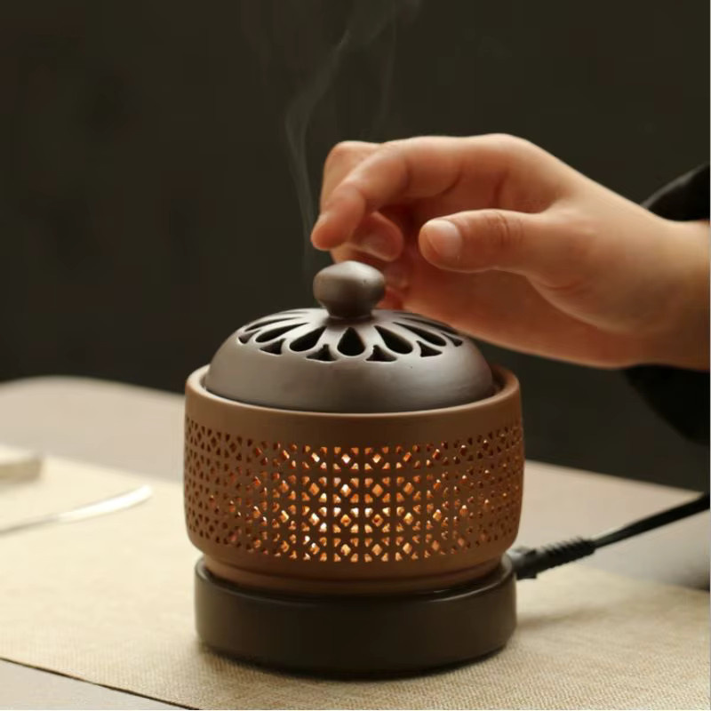Elektronischer Weihrauchbrenner aus Keramik von YXYMCF mit einstellbarer Temperatur und Timer für ätherische Öle und Nachtlichtfunktion - Bild 3