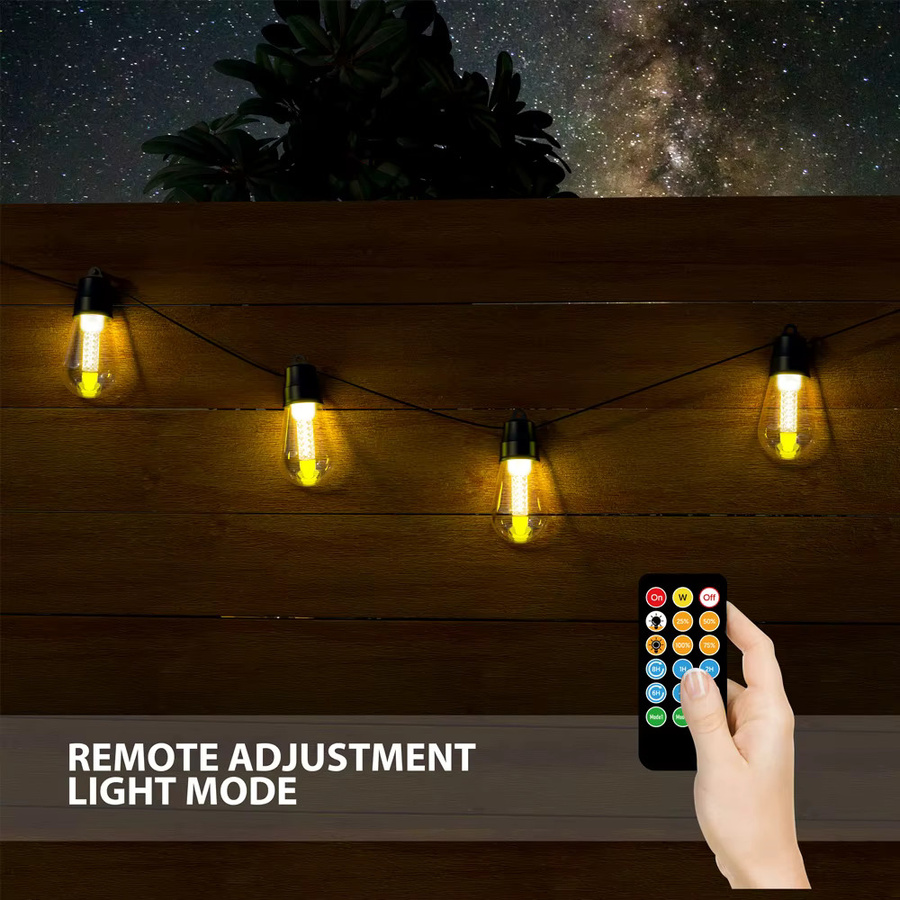 S14 DIY-Lichterkette Außenleuchten mit Fernbedienung und 3 Modi für Terrasse, Garten und Weihnachten in Vintage-Optik - Bild 2
