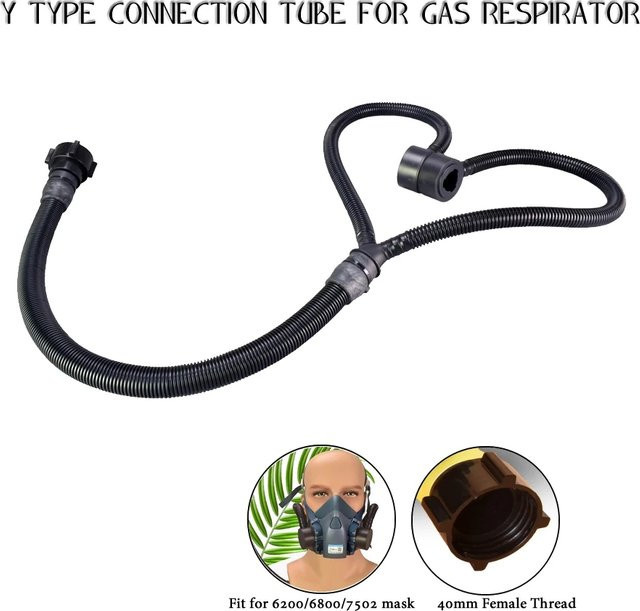 ELESESAFE Universal Atemschlauch Modell Y 40mm in Schwarz für 6200/7502/6800 Gasmasken - Bild 1