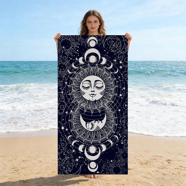 Bohemian Sonne & Mond Strandtuch von JMG Household Supplies, Blau, B/H: 70 x 140 cm - Bild 1