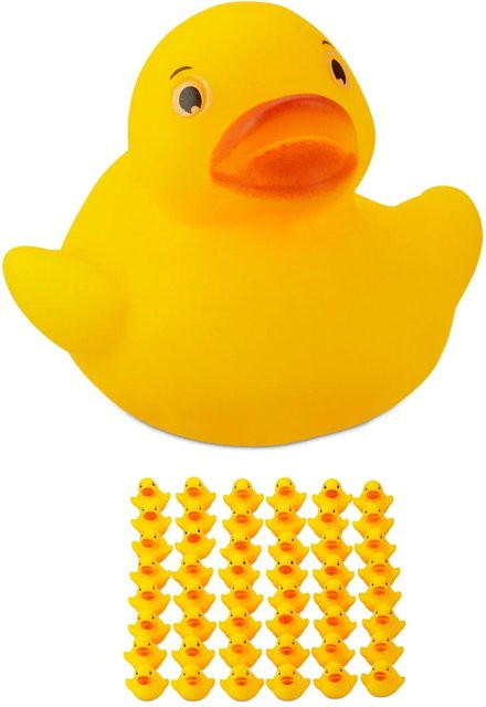 Relaxdays Badeente 48-teiliges Set Gelb PVC - Bild 1