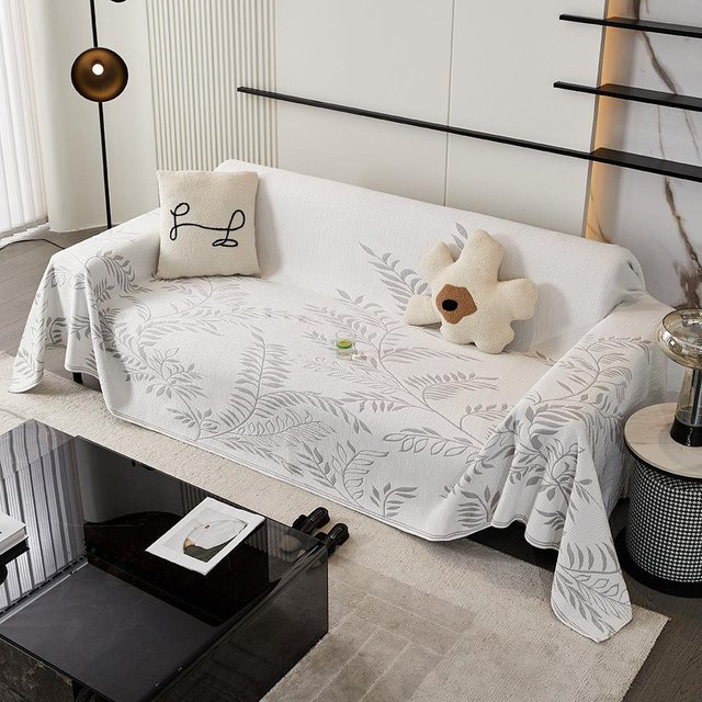 Super Six Kühlende Couchdecke mit Floralem Jacquard-Muster, B/B: 180 x 130 cm, Grau-Weiß - Bild 1