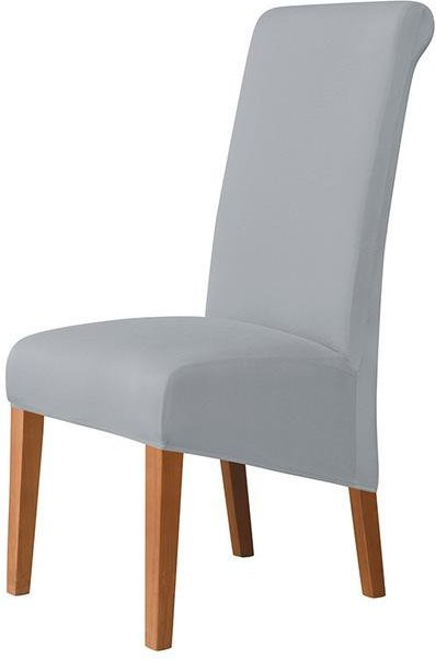 Einfarbiger Stuhlbezug für Esszimmerstühle in Grau, elastischer Stretch-Stoff aus Polyester und Elasthan, modernes Design - Bild 1