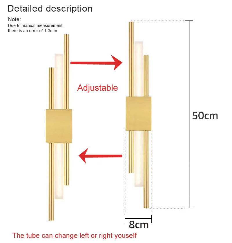Moderne LED-Wandleuchte von Ramalho in Gold/Messing für Wohnzimmer, Schlafzimmer und Badezimmer - Bild 5