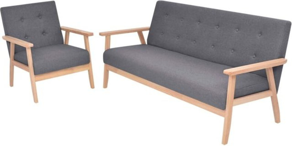 2-teiliges Sofa-Set im skandinavischen Design von VIDAXL aus Stoff in Anthrazit/Grau - Bild 1