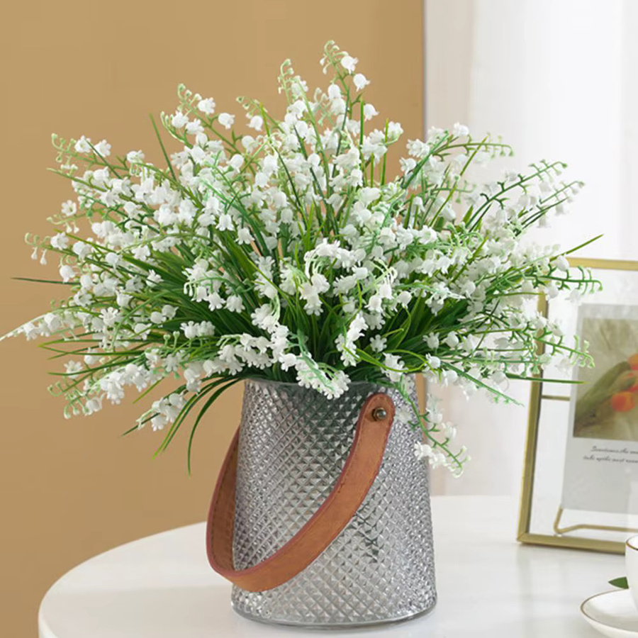 Set aus 3 Stück künstliche weiße Kunststoff Blumen für Tischdekoration, Garten, Hochzeit und Party - Bild 4