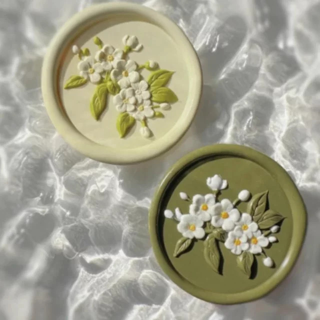 Metall Wachssiegel Kopf mit Tee Blume Design in Blau für DIY Hochzeitseinladungen und Dekorationen - Bild 1