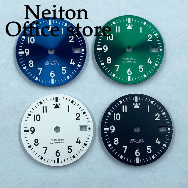 NEITON Zifferblatt, 29 mm, schwarz, blau, grün, weiß, leuchtend - Bild 1