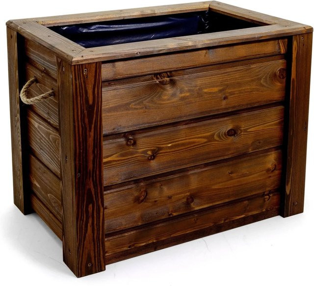 HolzFee Pflanzkasten Flair aus skandinavischer Fichte und Palisander in Braun mit Seilgriffen, H x B x T: 60 x 40 x 48 cm - Bild 1