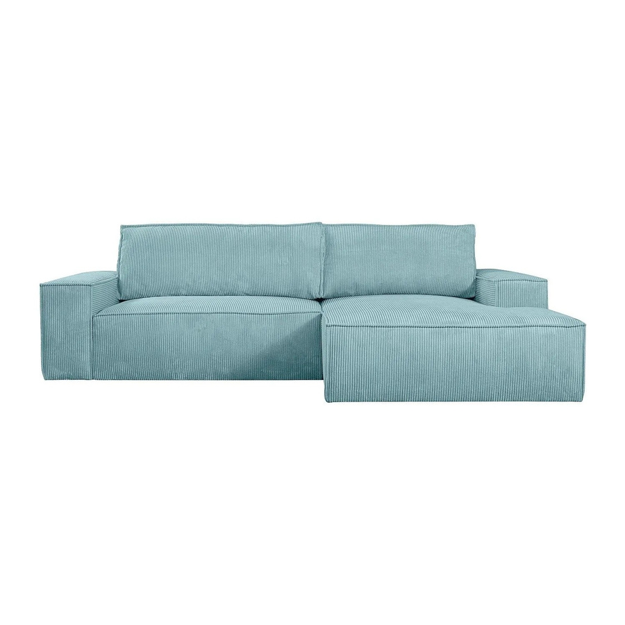 Vente-unique Schlafsofa Amelia Ecksofa in Türkisblau mit Cord-Bezug und Schlaffunktion - Bild 2