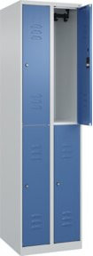 C+P Doppelstock-Spind Classic PLUS mit 2 Abteilen, Lichtgrau/Fernblau, Stahlkonstruktion mit Zylinderschlössern und Garderobenstange, H x B x T: 185 x 50 x 50 cm - Bild 1