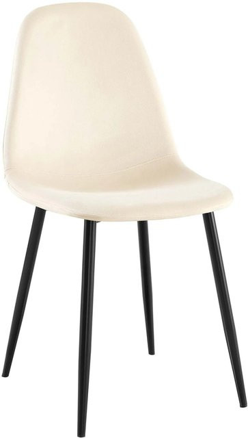 CLP Esszimmerstuhl Napier in Creme mit Samtbezug und Metallgestell - Bild 1