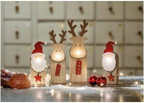 Hellum LED-Weihnachtsmann aus Holz, batteriebetrieben, mehrfarbig, Höhe: 5,5 cm - Bild 1