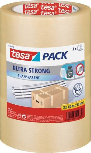 tesapack ULTRA STRONG Packband von TESA, transparent, 3er-Pack, Breite: 50 mm, Länge: 66 m - Bild 1