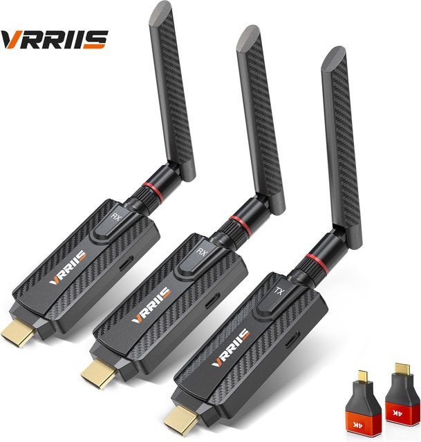 Vrriis Drahtloser HDMI Video Sender und Empfänger Extender mit 5G Wifi für TV, Laptop und Projektor, Schwarz, Reichweite 200 m - Bild 1
